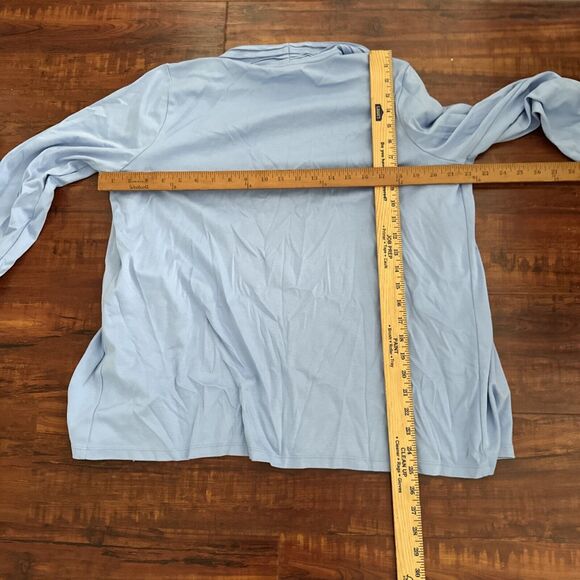 LL Bean Womens Open Pleated Cardigan XL  Supima Cotton Blue Corp Core Preppy - Picture 8 of 10